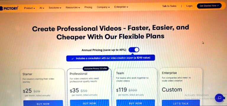Pictory pricing plans 2026