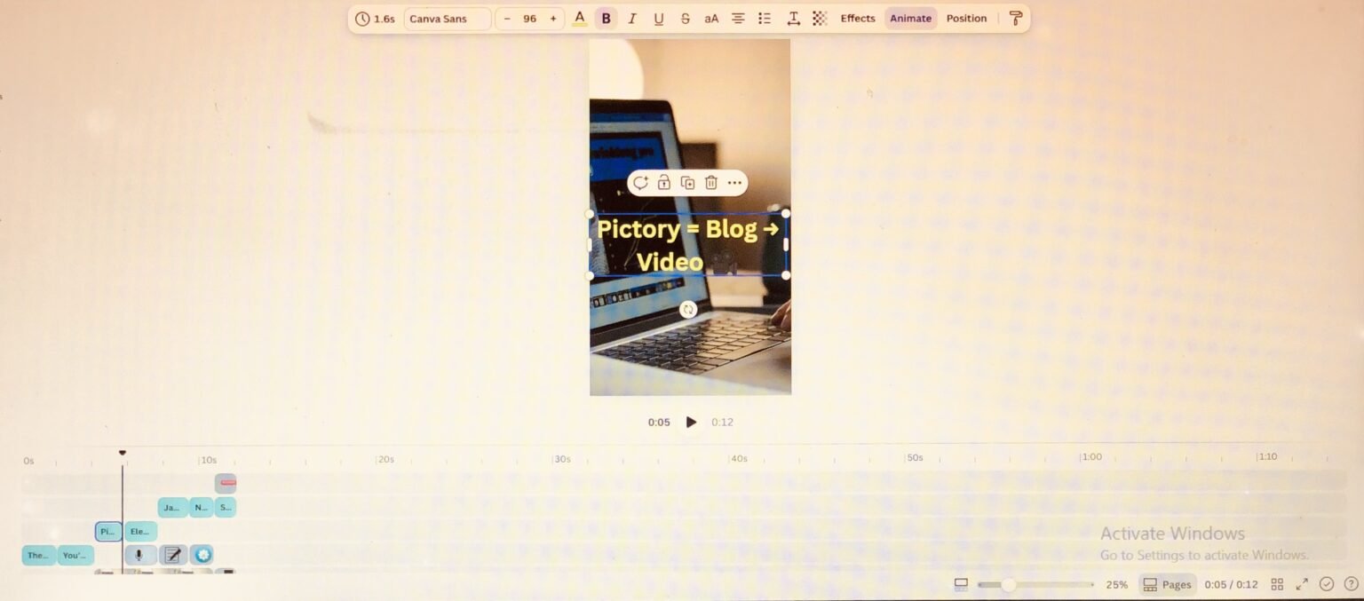 video made from Pictory script showing blog to video